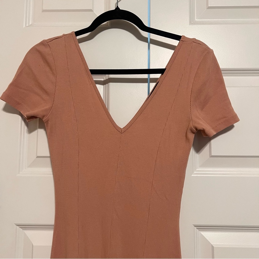 Zara Tan Ribbed Midi Dress - Picture 6 of 8